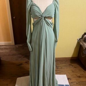 Windsor Sage Long Sleeve Twist Dress